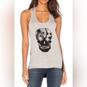 SKULL CASHMERE Women’s Black Gray Palm Tree Ferris Wheel Tank Top XS